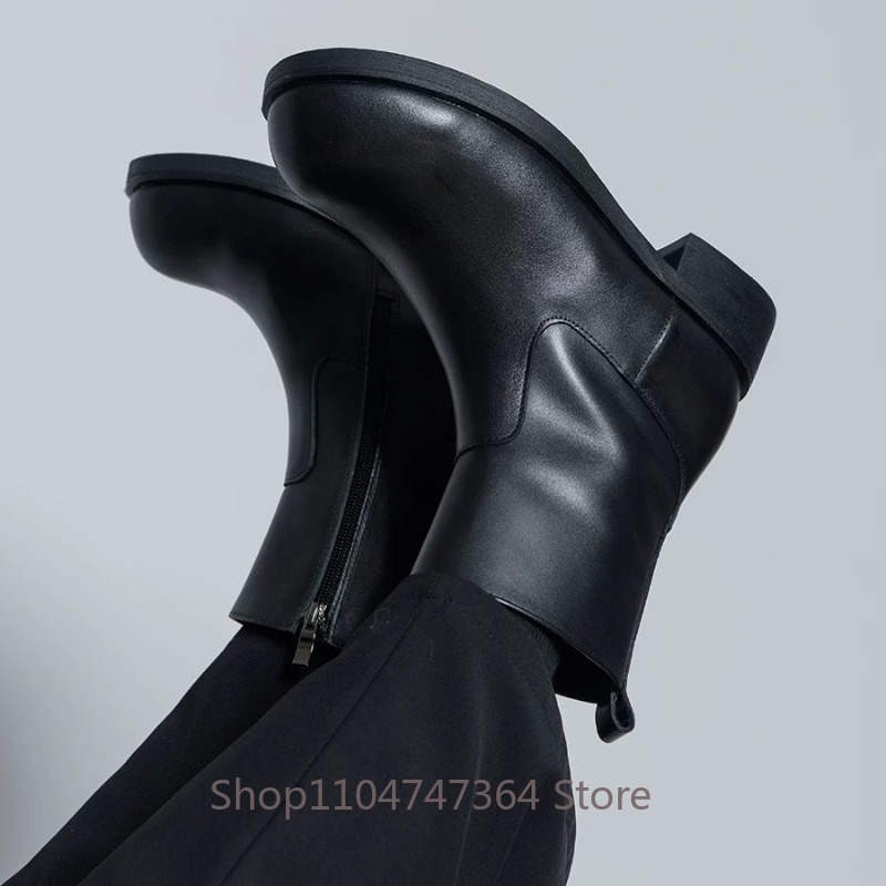 Men'S Formal Style - 高級デザイナー製、本革を使用したチェルシーブーツ。メンズシューズ、ブラック、フォーマル、英国風、ビジネス、カジュアル、アウトドア、アンクルブーツ。