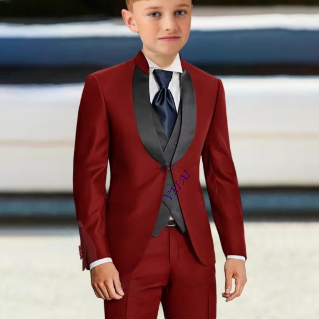 Mens Formal - 男の子用3点セットスーツ（ジャケット＋ベスト＋パンツ）―カスタムウェディングやカクテルパーティーに最適。