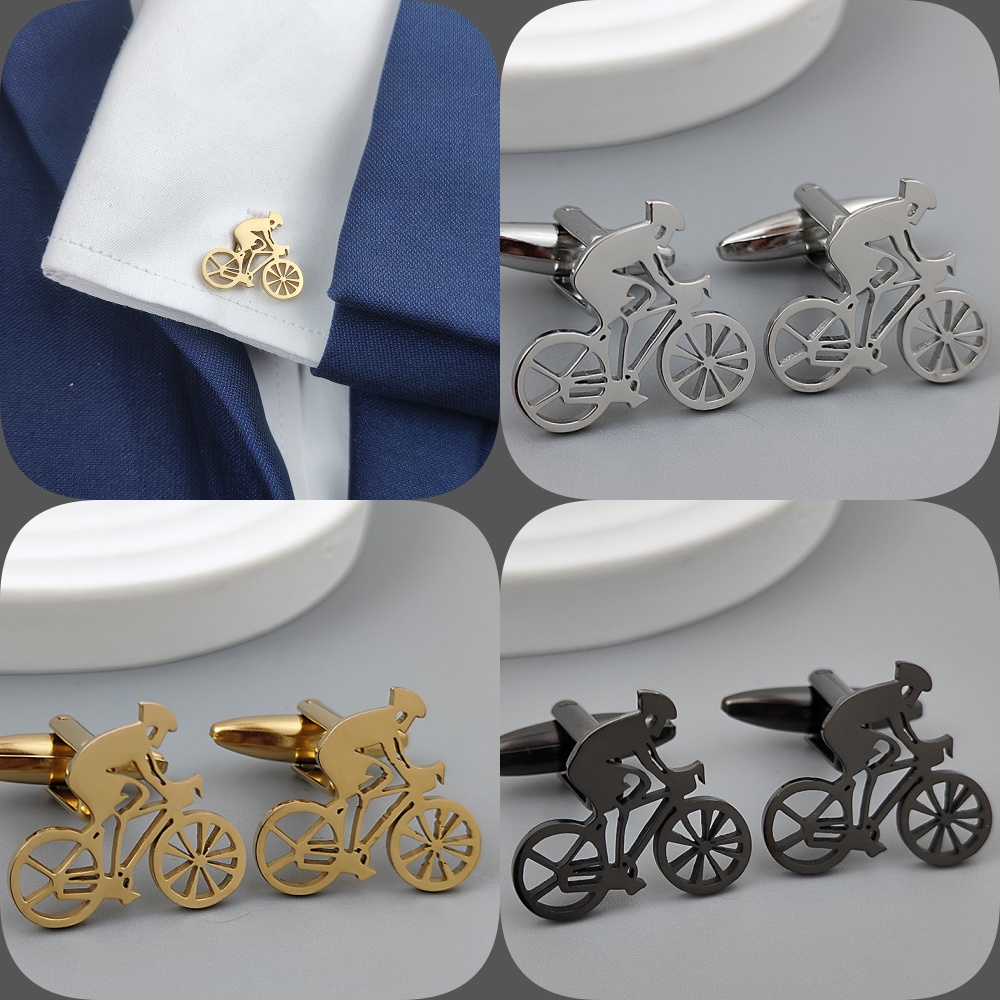 Men'S Formal Wear Ties - メンズバイクカフリンクス,金メッキ,ブラックステンレススチールカフスボタン,シャツアクセサリー,フォーマルウェア