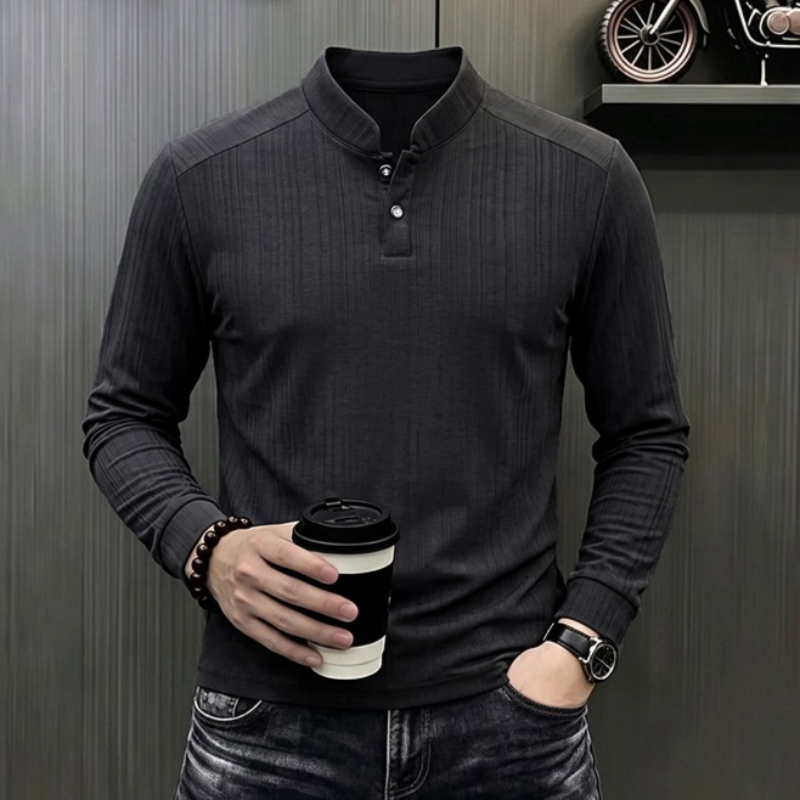 Mens Formal - メンズビジネスカジュアル長袖ポロTシャツ秋春快適通気性ワークトップスフォーマルな機会作業服シャツ