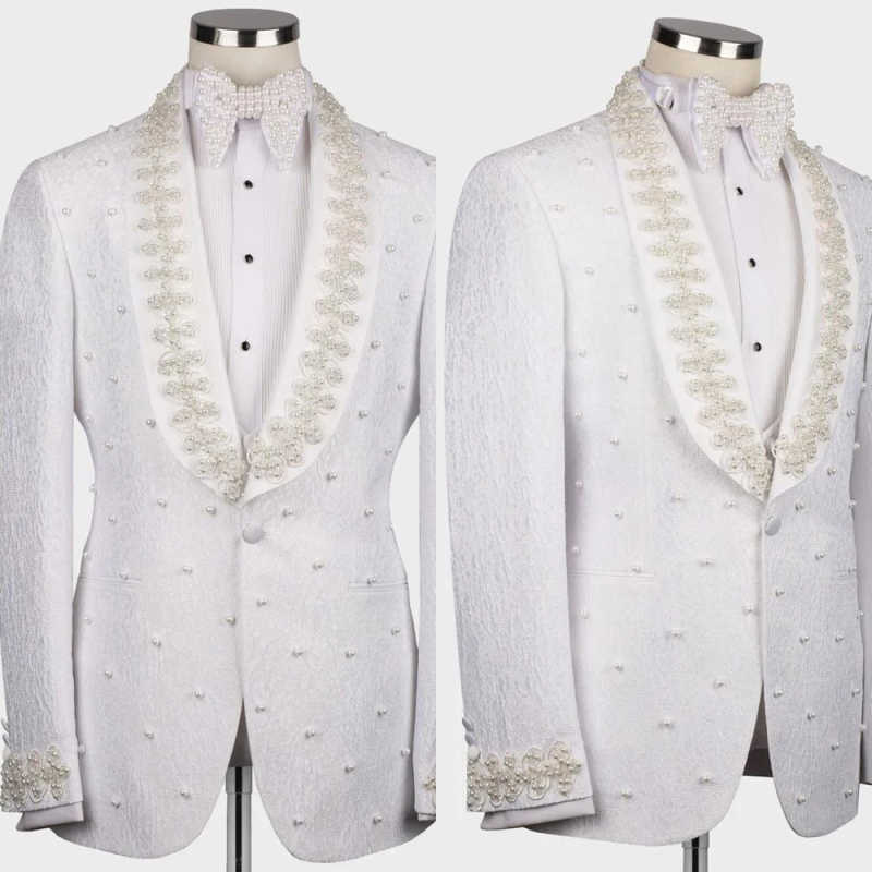 Men'S Formal Wear No Suit - 白いウェディングメンズスーツファッションコットンブレザーオーダーメイド新郎コートパンツシンガースーツフォーマルな機会パーティーカスタマイズ