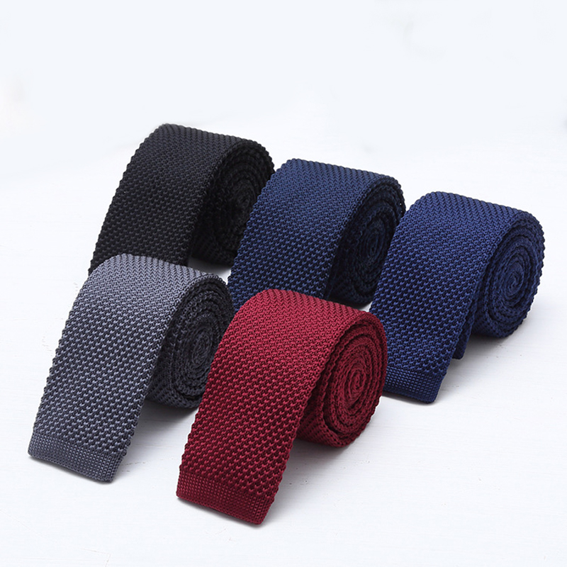 Men'S Formal Wear Ties - 6cm幅の無地黒白ニットネクタイ メンズ フォーマルファッション ニットグレー ブルーネクタイ カジュアルネッカチーフ