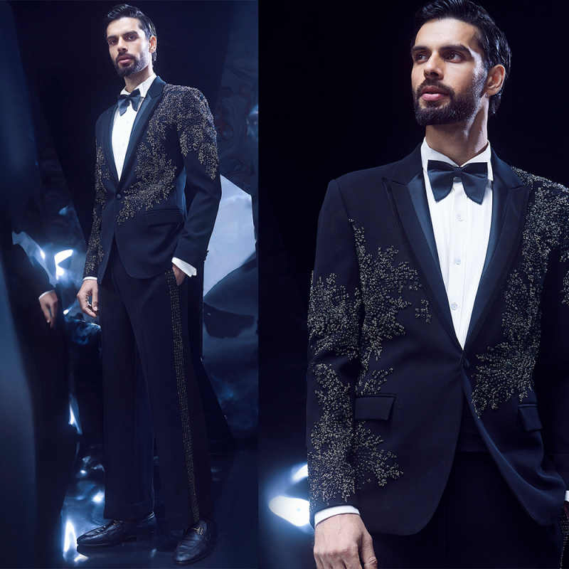 Men'S Formal Wear No Suit - ファッション結婚式の男性スーツビーズプロムパーティースーツ 2 個コートパンツオーダーメイド新郎花婿の付添人フォーマルな機会サイズカスタマイズ