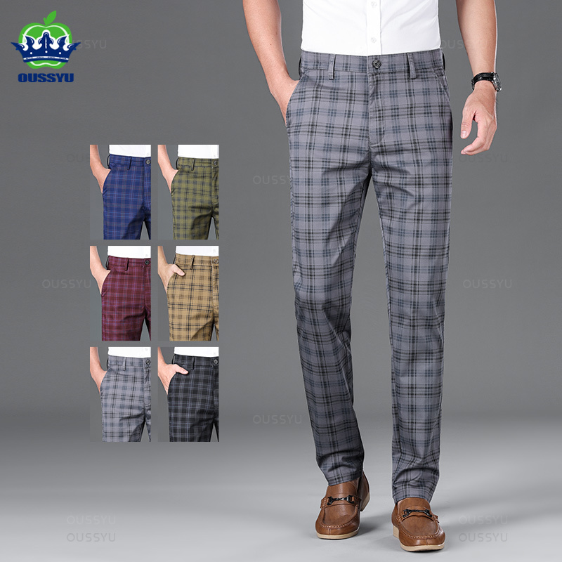 Men'S Formal Style - Pousyu-男性用のクラシックなビジネスパンツ,高品質のブランドの服,綿,カジュアル,フォーマル,ロング,30〜38