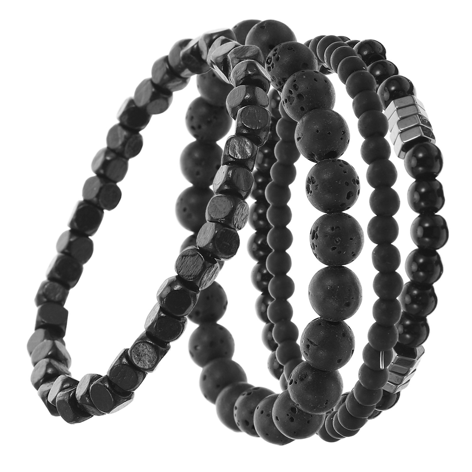 メンズ用ジルコニアブレスレット4点セット。ブラックマット仕上 - Men'S Formal Wear Jewelry のレビューと価格