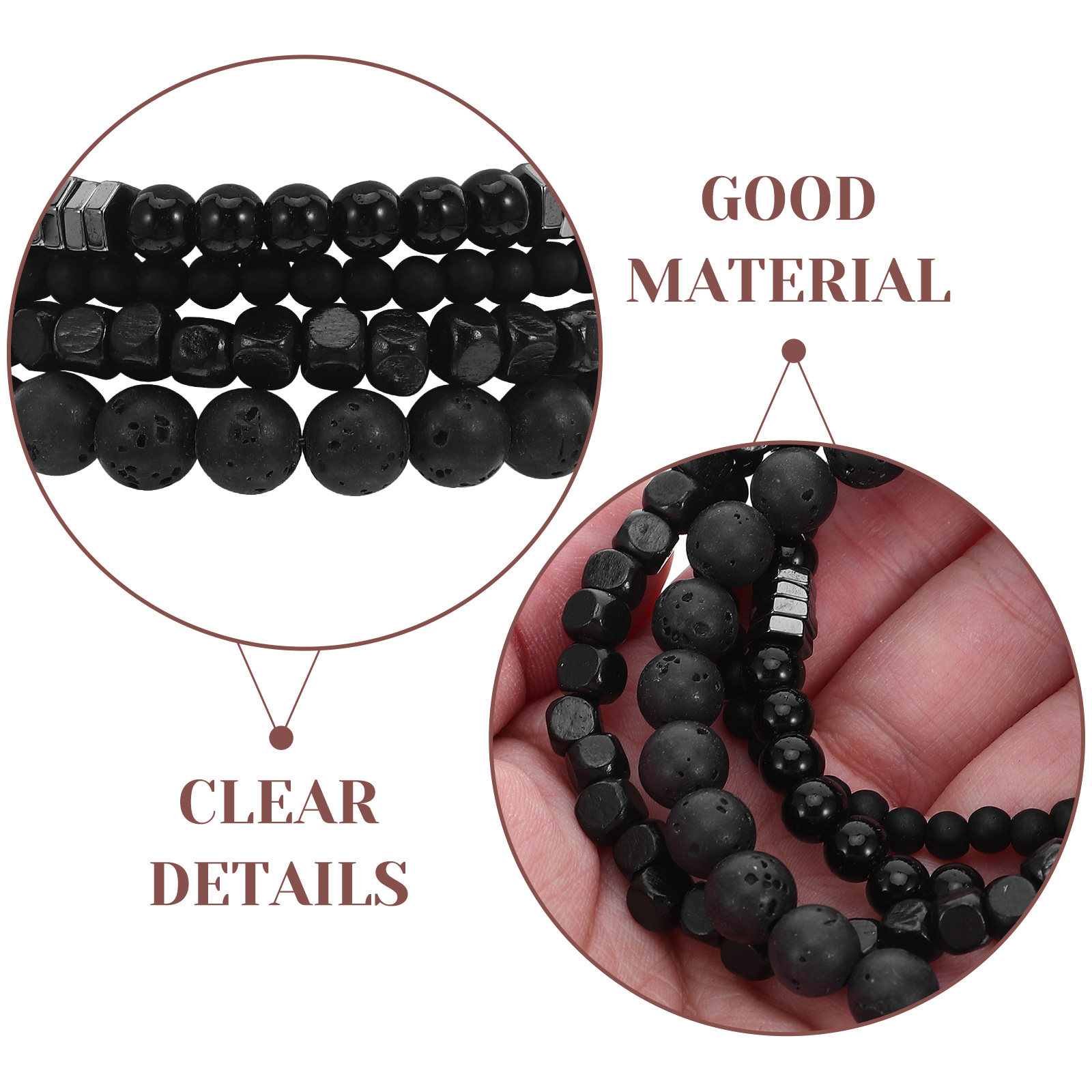 メンズ用ジルコニアブレスレット4点セット。ブラックマット仕上 - Men'S Formal Wear Jewelry のレビューと価格