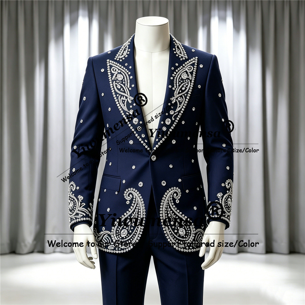 キラキラ輝く宝石装飾スーツ メンズ ウェディング シングルブ - Men'S Formal Wear Jewelry のレビューと価格
