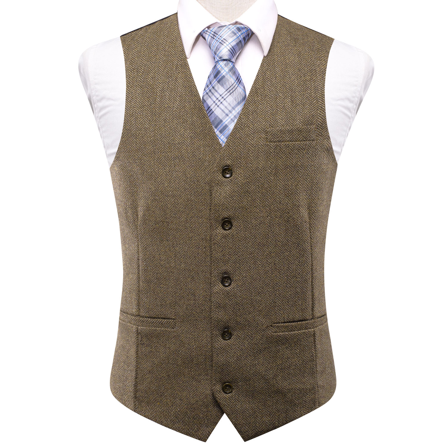 メンズイミテーションウールリネンブラウンがかったダークグリー - Men Linen Formal Wear のレビューと価格