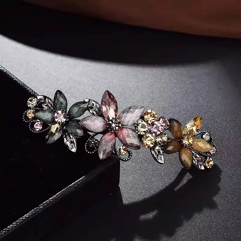 エレガントなラインストーン釉薬フラワーヘアクリップスプリング - Tie Bar Clip のレビューと価格