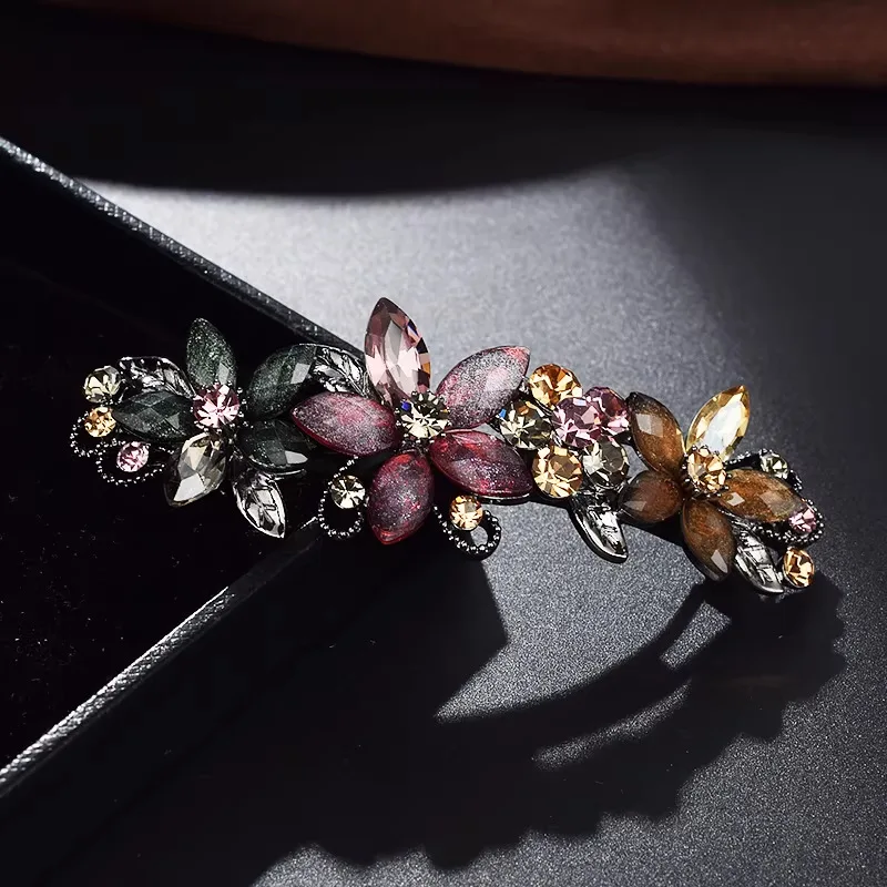エレガントなラインストーン釉薬フラワーヘアクリップスプリング - Tie Bar Clip のレビューと価格