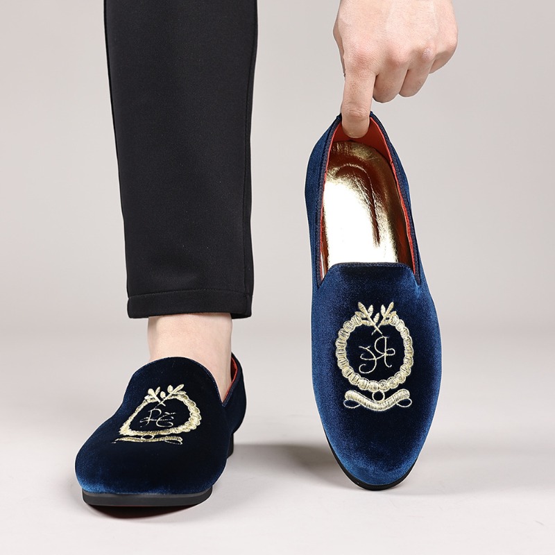 高級デザイナーローファースエードレザー刺繍カジュアルシューズ - Men'S Luxury Formal Wear のレビューと価格