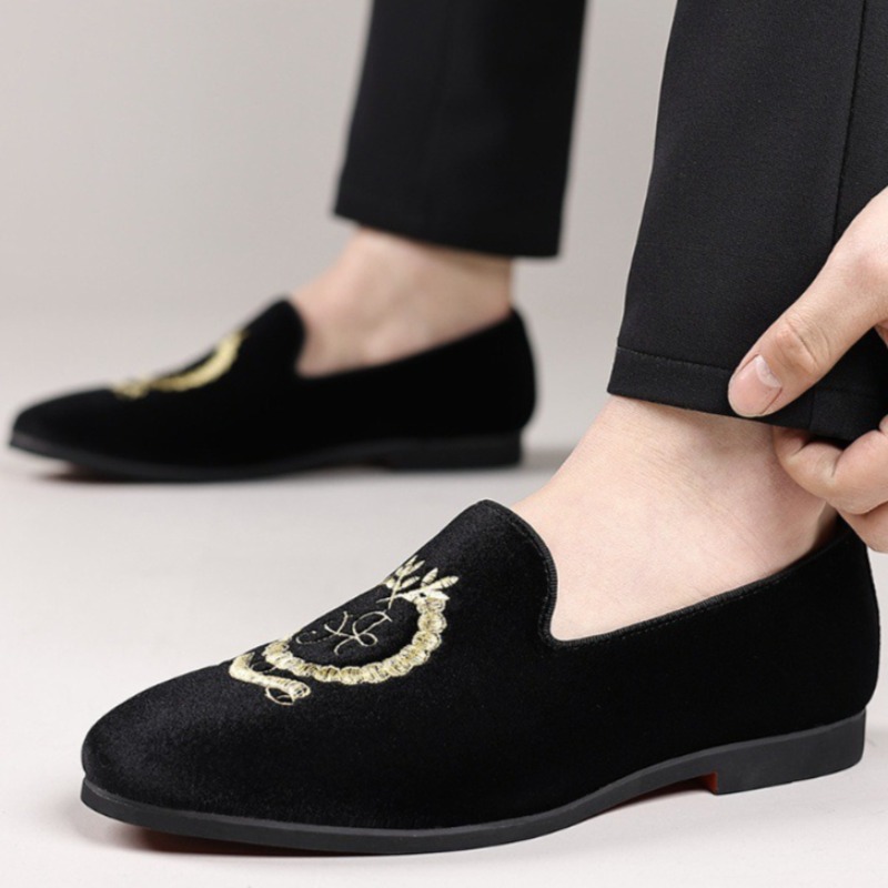 高級デザイナーローファースエードレザー刺繍カジュアルシューズ - Men'S Luxury Formal Wear のレビューと価格
