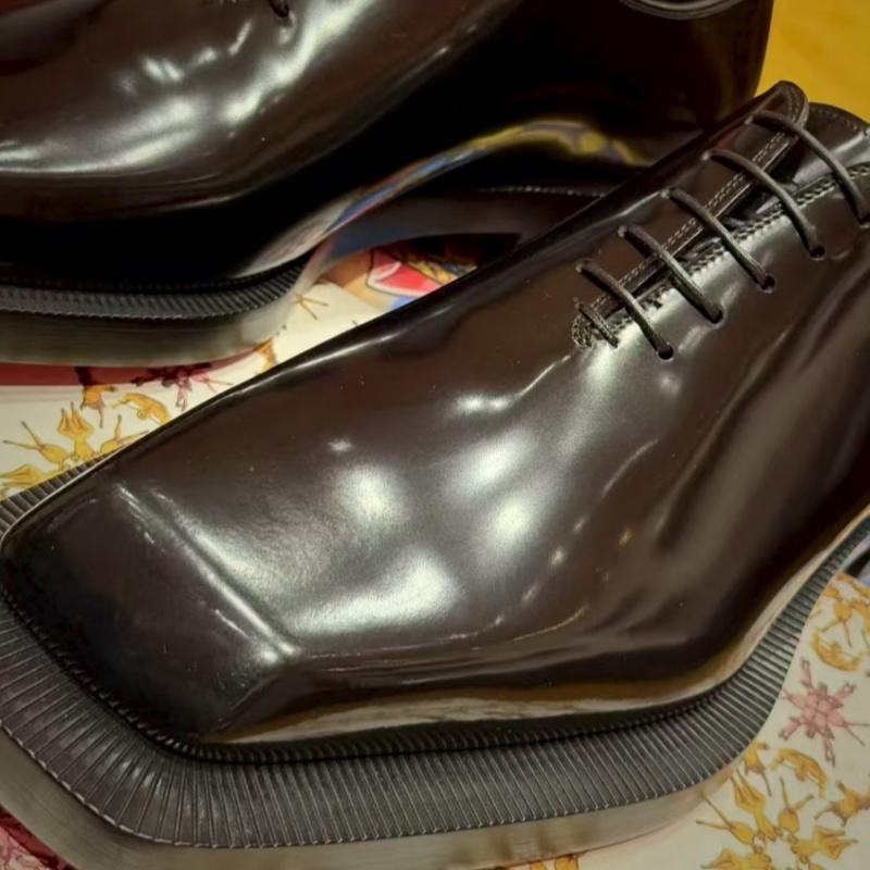 メンズ ブラック スクエアトゥ レザーシューズ ラグジュアリ - Men'S Formal Style のレビューと価格