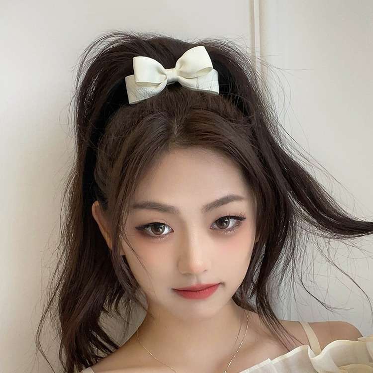 新しい韓国弓弾性ヘアバンド黒、白のシンプルなヘアネクタイ女性 - Tie Bar Clip のレビューと価格