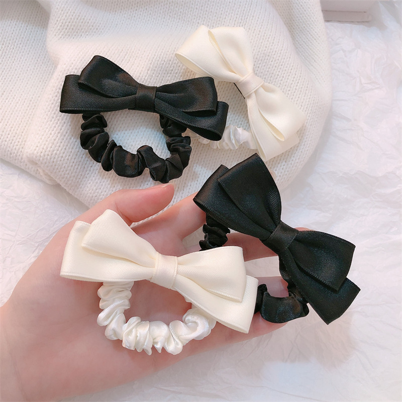 新しい韓国弓弾性ヘアバンド黒、白のシンプルなヘアネクタイ女性 - Tie Bar Clip のレビューと価格
