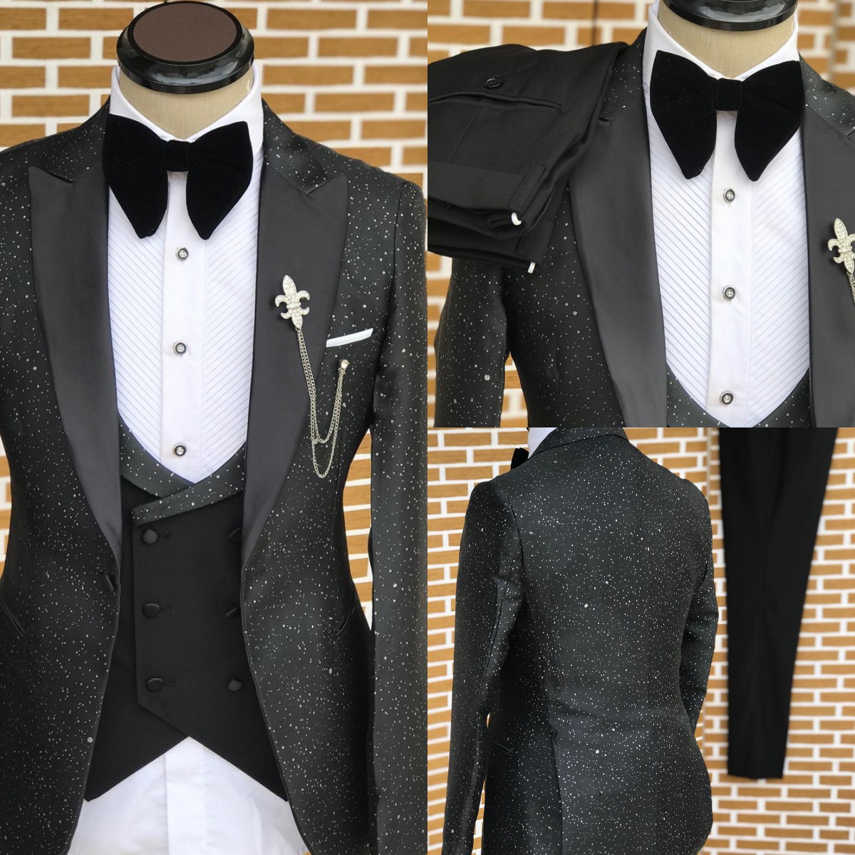 クラシック結婚式の男性スーツスプレー新輝きオーダーメイド新郎 - Men'S Formal Wear No Suit のレビューと価格