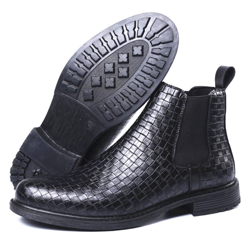 メンズ、織り柄のチェルシーブーツ、PU素材、伸縮性、スリップ - Men'S Formal Style のレビューと価格