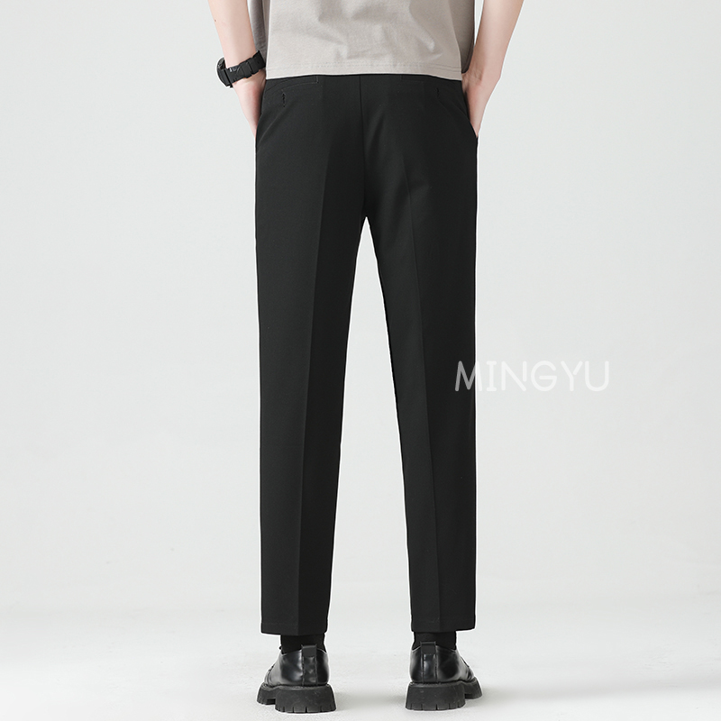 高品質リヨセルブレンド夏足首丈パンツ男性ビジネス弾性ウエスト - Men'S Formal Style のレビューと価格