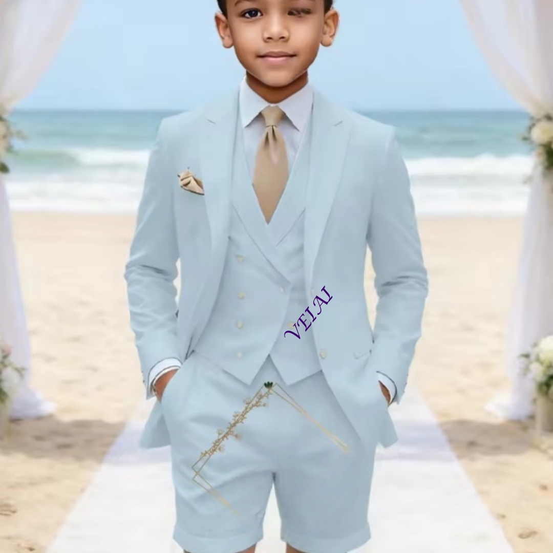 男の子用、カスタムメイドのクラシックな3ピースリネンスーツ。 - Mens Formal のレビューと価格