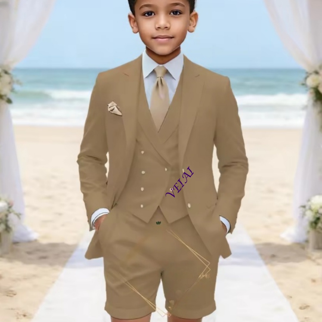 男の子用、カスタムメイドのクラシックな3ピースリネンスーツ。 - Mens Formal のレビューと価格