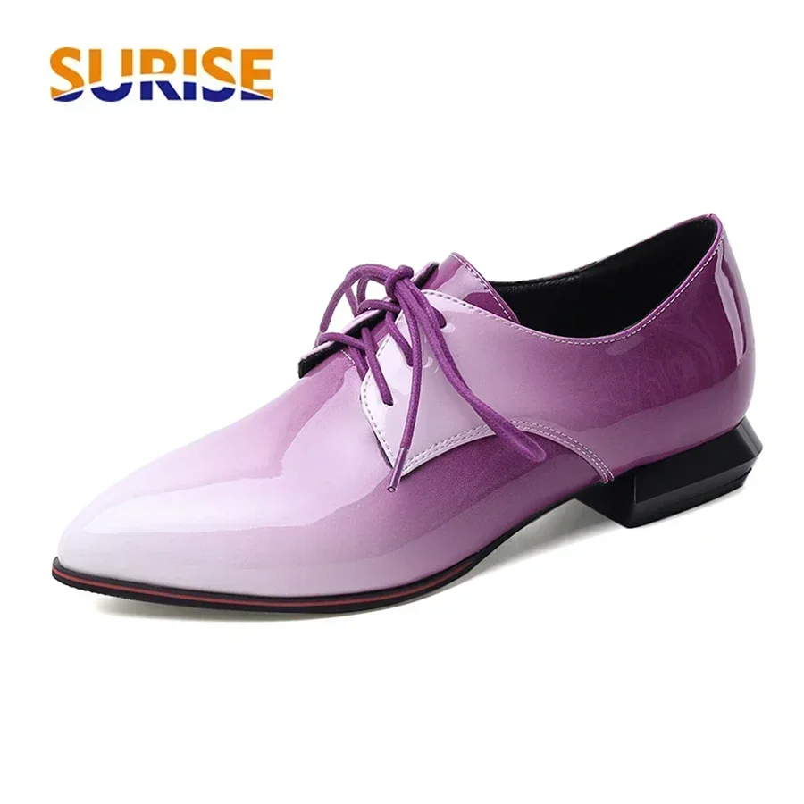英国女性オックスフォードグラデーション赤紫パテントレザーフラ - Patent Leather Oxford のレビューと価格