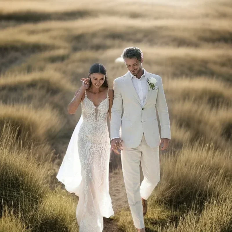 メンズスリムフィットフォーマルウェディングタキシード、パンツ - Men Linen Formal Wear のレビューと価格