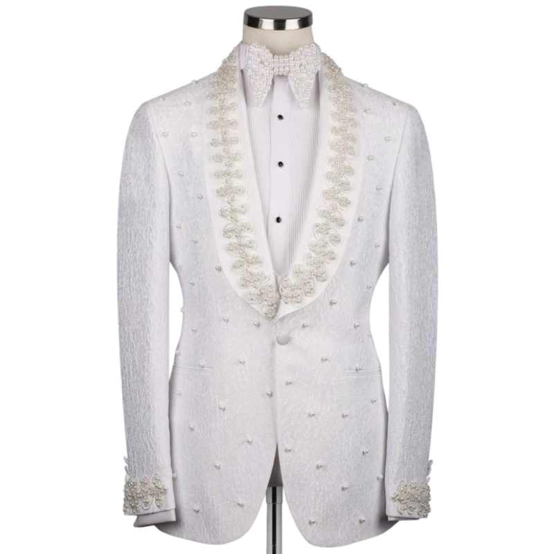 白いウェディングメンズスーツファッションコットンブレザーオー - Men'S Formal Wear No Suit のレビューと価格