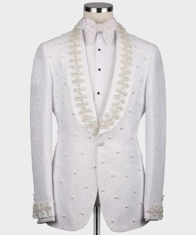 白いウェディングメンズスーツファッションコットンブレザーオー - Men'S Formal Wear No Suit のレビューと価格
