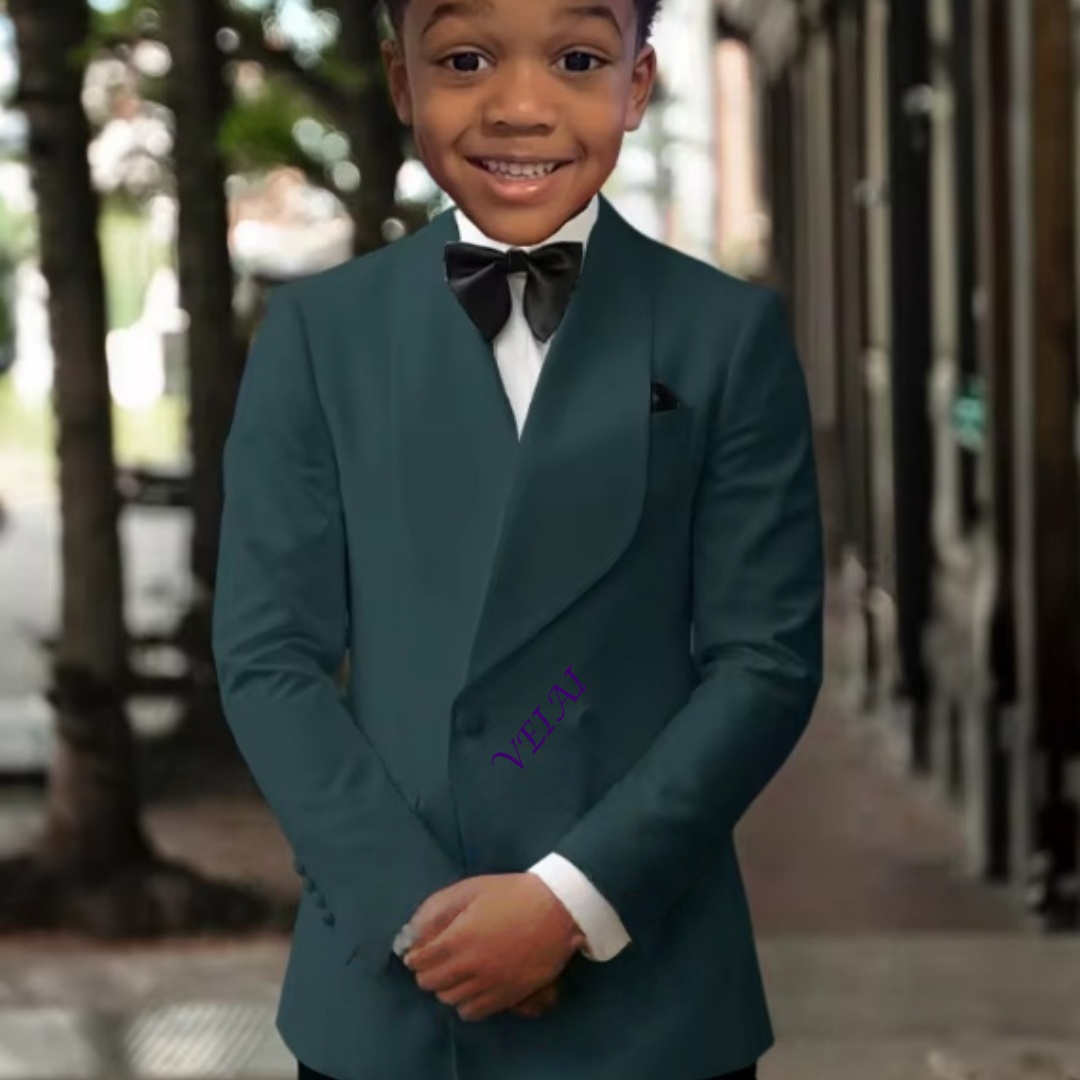 男の子向け、2ピースのベストマンスーツセット。高品質なカスタ - Slim Fit Suit Set のレビューと価格