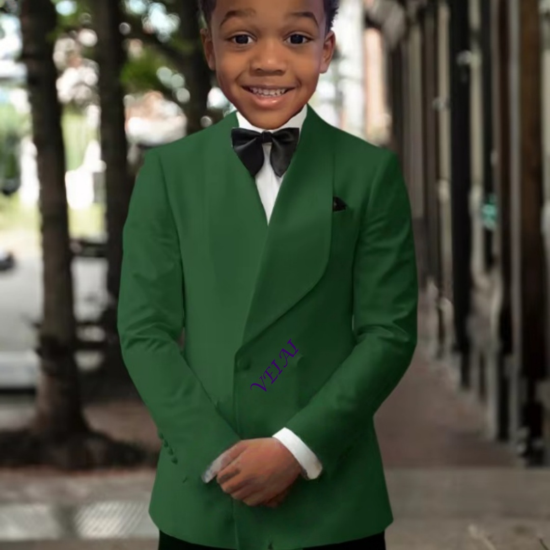 男の子向け、2ピースのベストマンスーツセット。高品質なカスタ - Slim Fit Suit Set のレビューと価格