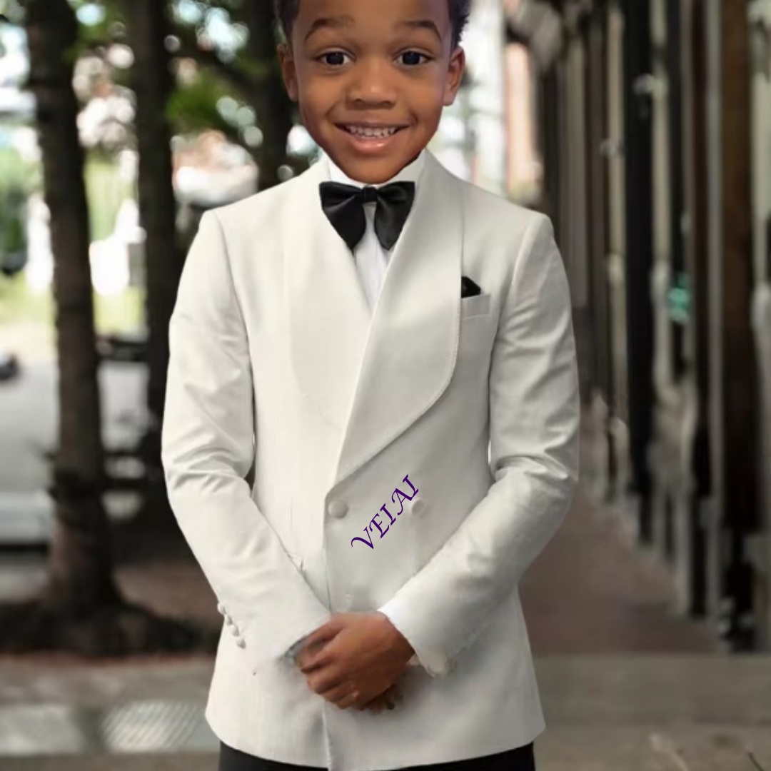 男の子向け、2ピースのベストマンスーツセット。高品質なカスタ - Slim Fit Suit Set のレビューと価格