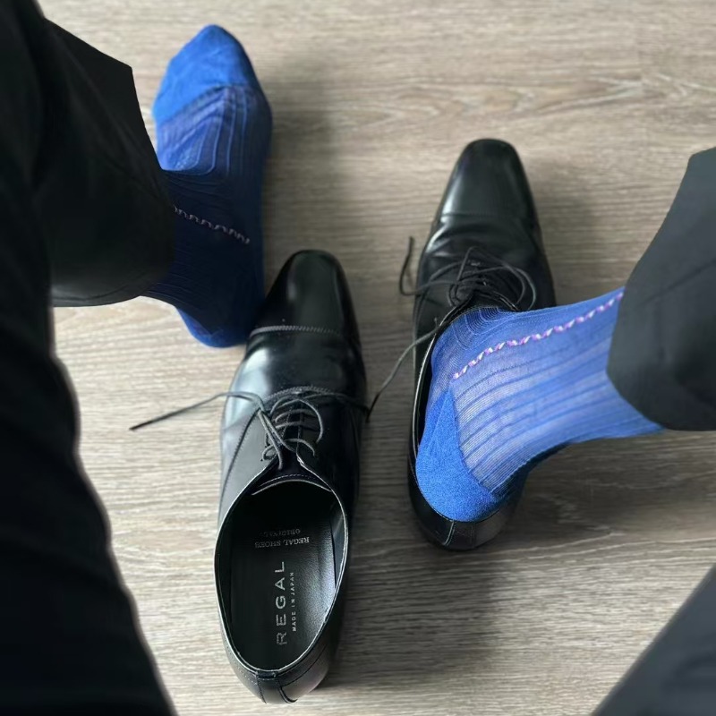 男性用ドレスソックス ブルー ブラック フォーマルウェア シ - Men'S Vintage Formal Wear のレビューと価格