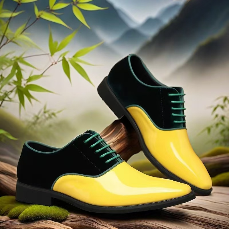 メンズカラーブロックオックスフォードドレスシューズ、レースア - Men'S Formal Party Wear Shoes のレビューと価格
