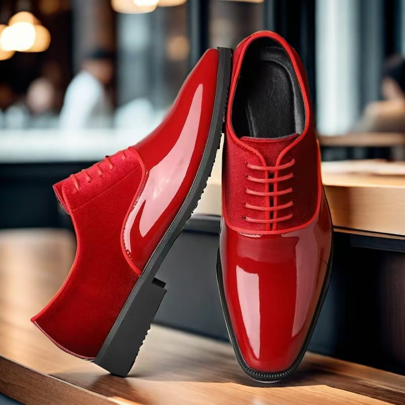 メンズカラーブロックオックスフォードドレスシューズ、レースア - Men'S Formal Party Wear Shoes のレビューと価格