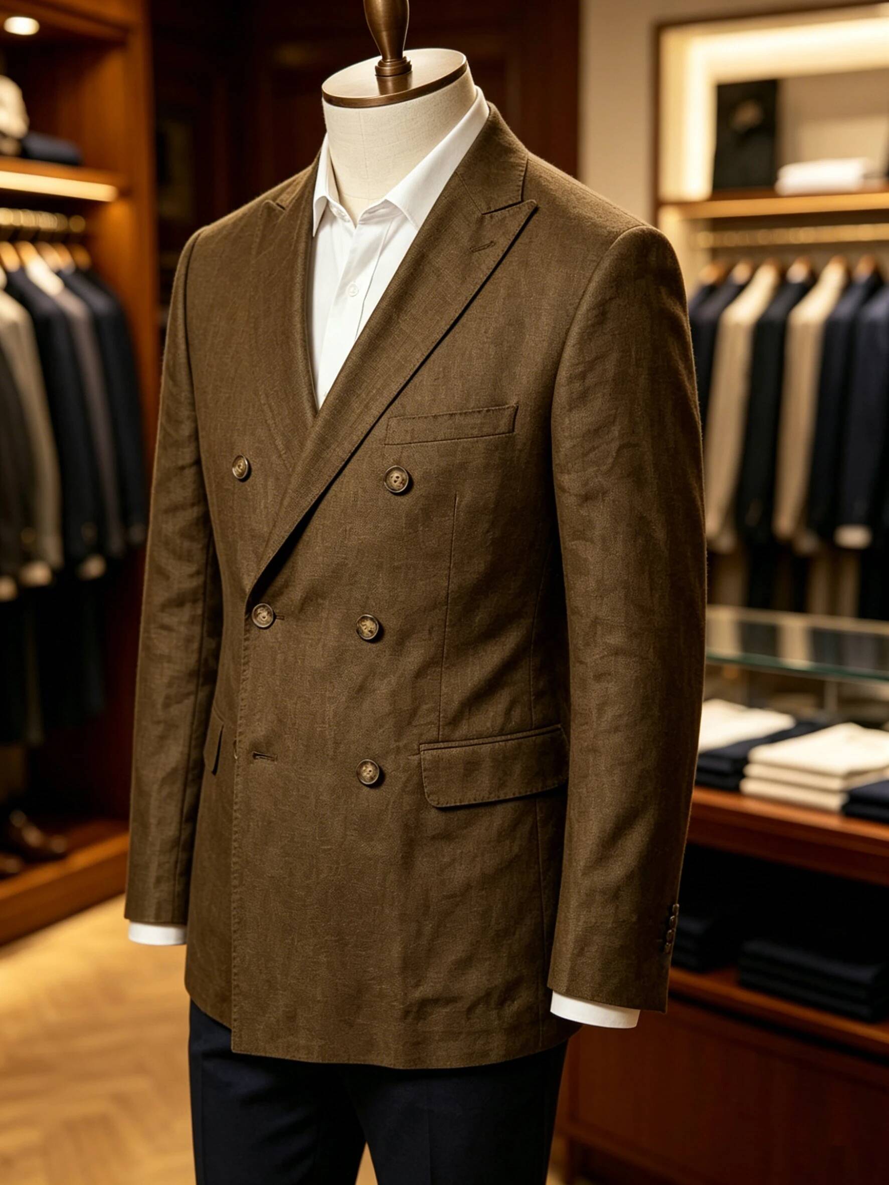 メンズスポーツコート サマー ダブルブレスト リネンブレザー - Men Linen Formal Wear のレビューと価格