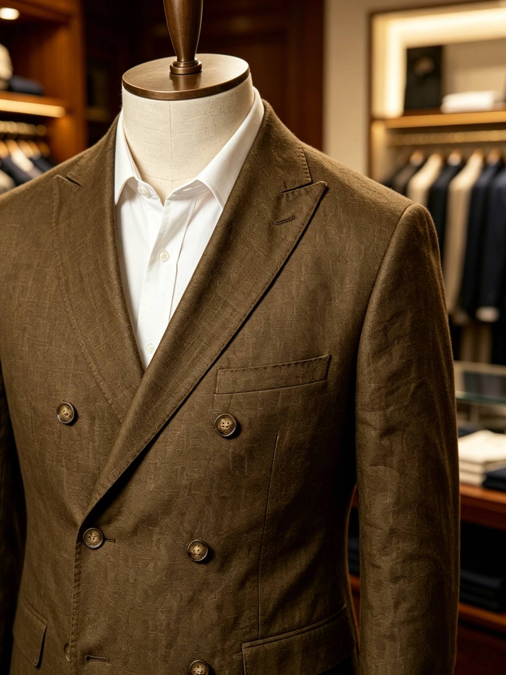 メンズスポーツコート サマー ダブルブレスト リネンブレザー - Men Linen Formal Wear のレビューと価格