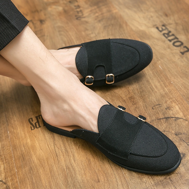 メンズキャンバスミュールハーフシューズ、英国風フォーマルオフ - Men'S Formal Style のレビューと価格