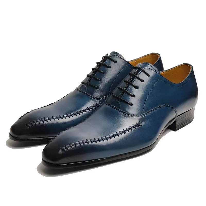 高級メンズ本革ドレスシューズ、ポインテッドトゥ、手縫い、ファ - Men'S Luxury Formal Wear のレビューと価格