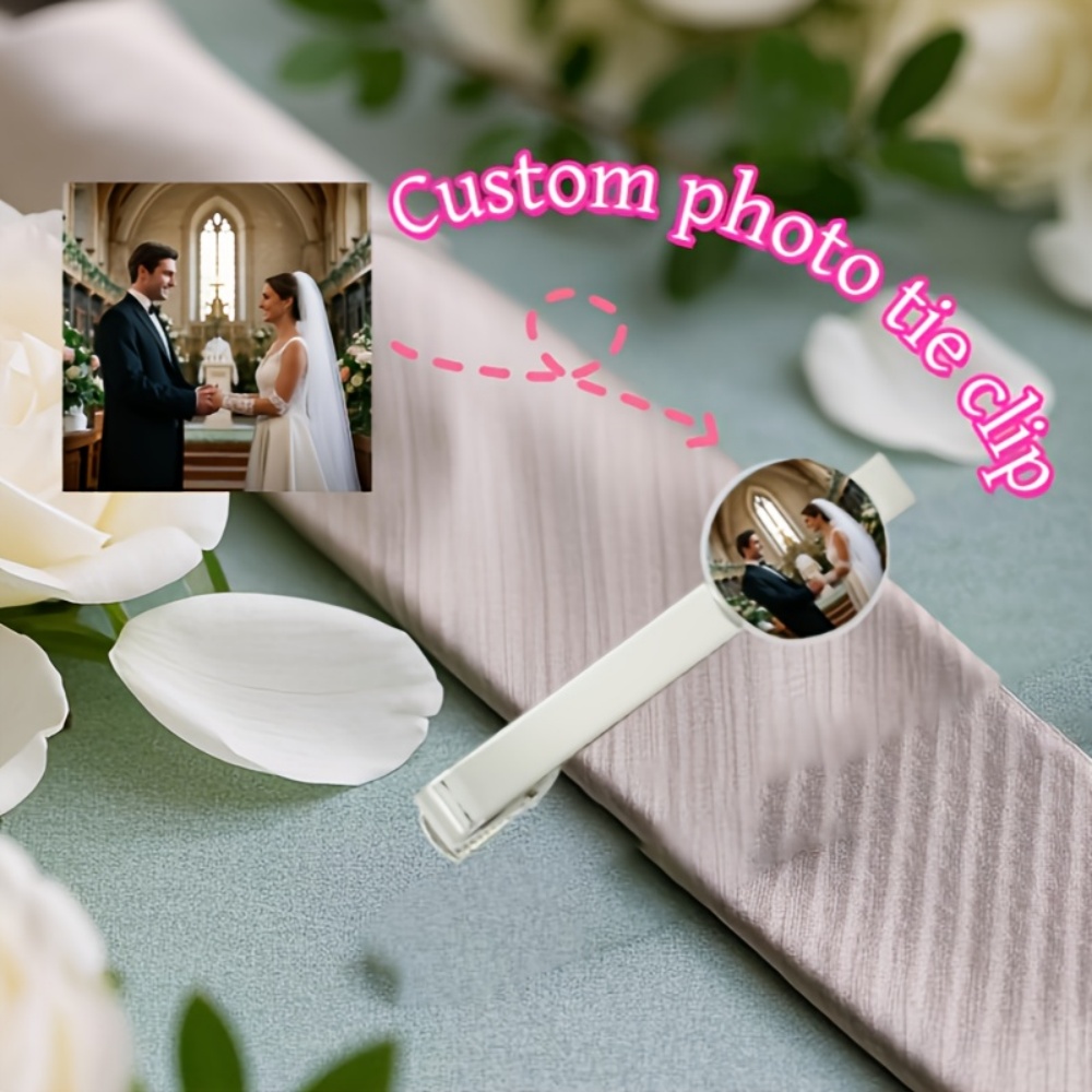 カスタム写真刻印テキストタイクリップ、パーソナライズされたネ - Tie Bar Clip のレビューと価格
